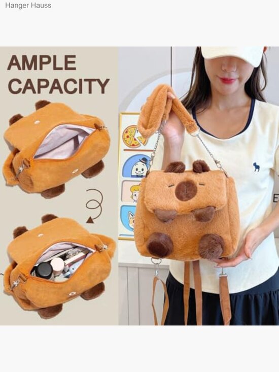 Capybara Plush Convertible Backpack Crossbody Bag main image 4